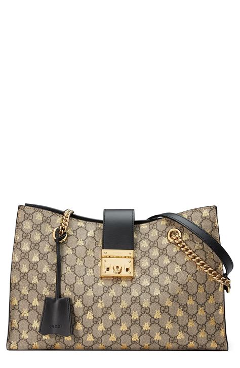 gucci padlock medium gg bees shoulder bag|Gucci Medium Padlock GG Shoulder Bag .